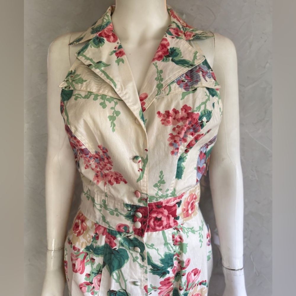 Floral Print Pale Yellow Maxi Dress with Pink Roses